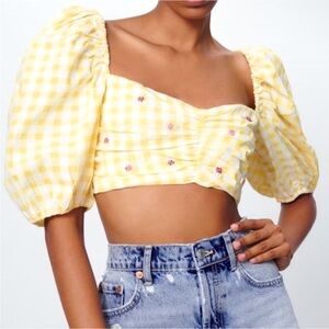 ZARA NWT CROPPED GINGHAM TOP